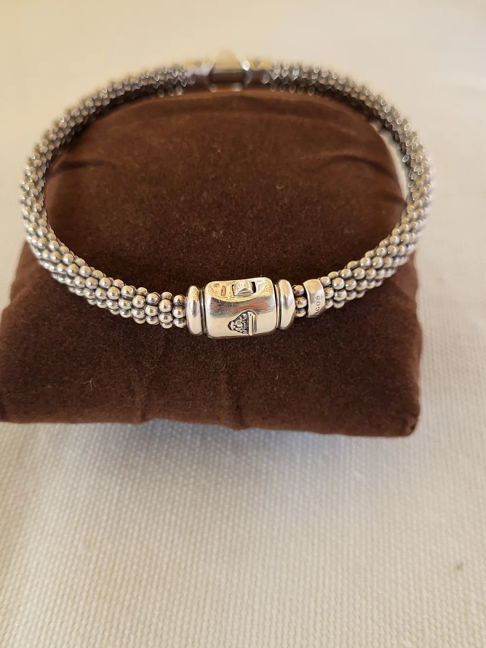Lagos Luna Sterling Silver Pearl Caviar Bracelet - White Pearl.  #225b1